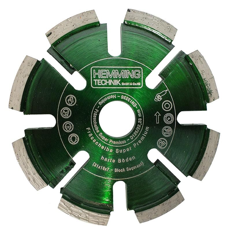 Diamant Frässcheibe Super Premium (extra harte Böden) 125x16mm Diamant-Frässcheiben HEMMING TECHNIK