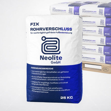 Neolite Fix Rohrverschluss – 25-kg-Sack vor kompletter Palette